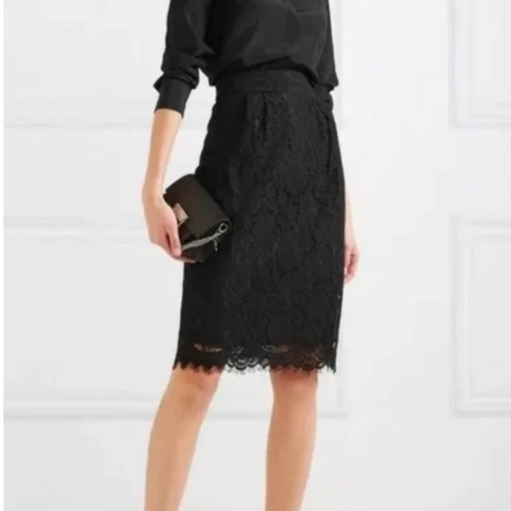 NWT J.Crew Pintucked Pencil Skirt in Black Lace